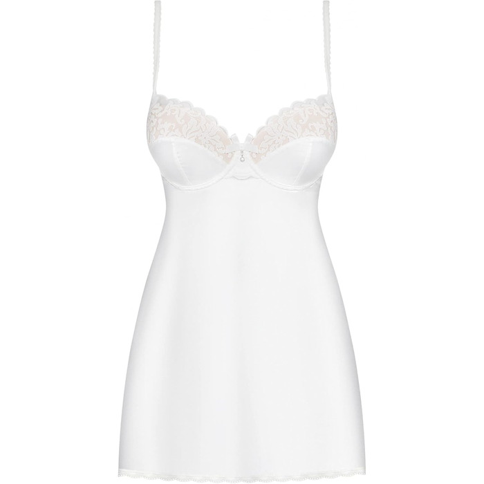 Сексуальний жіночий комплект нижньої білизни Selente Love & Fun: ніжна піжама, стринги та шовкова маска для очей (L-XL, білий атлас)