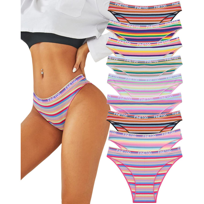 9 пар жіночих бавовняних трусиків FINETOO: яскраві кольори, спортивний стиль, бавовна, S-XL, M-L