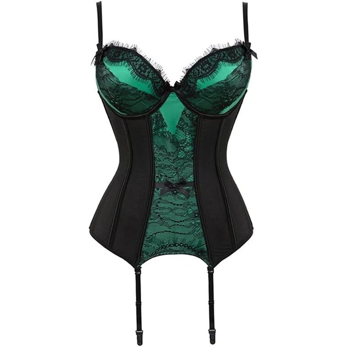 Корсет-топ бюстгальтер: сексуальна спідня білизна з мереживом та сіткою, Push Up, для корекції талії, готичний стиль, колір зелений, розмір L
