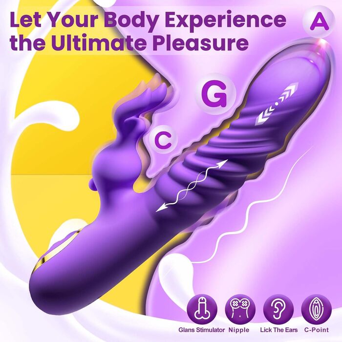 LYAMais 3-в-1 Вібратор для жінок: G-Punkt, Кліторальний стимулятор, Анальний вібратор. 6 режимів, телескопічний дизайн. Іграшка для дорослих