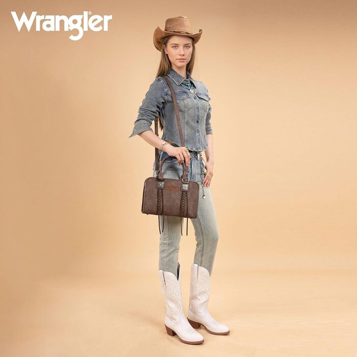 Жіноча сумка-портмоне Wrangler у стилі вестерн, вінтажна сумка з ручкою, колір кава