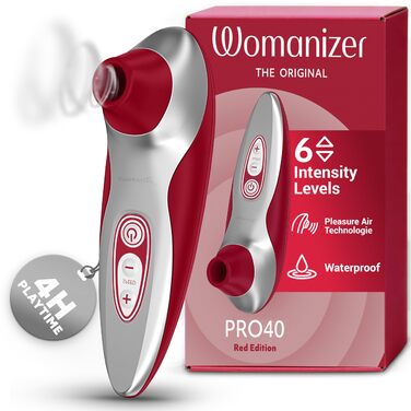 Womanizer Pro 40 - вібратор для клітора, жіночий секс-іграшка | 6 режимів, тихий, вологостійкий, червоний
