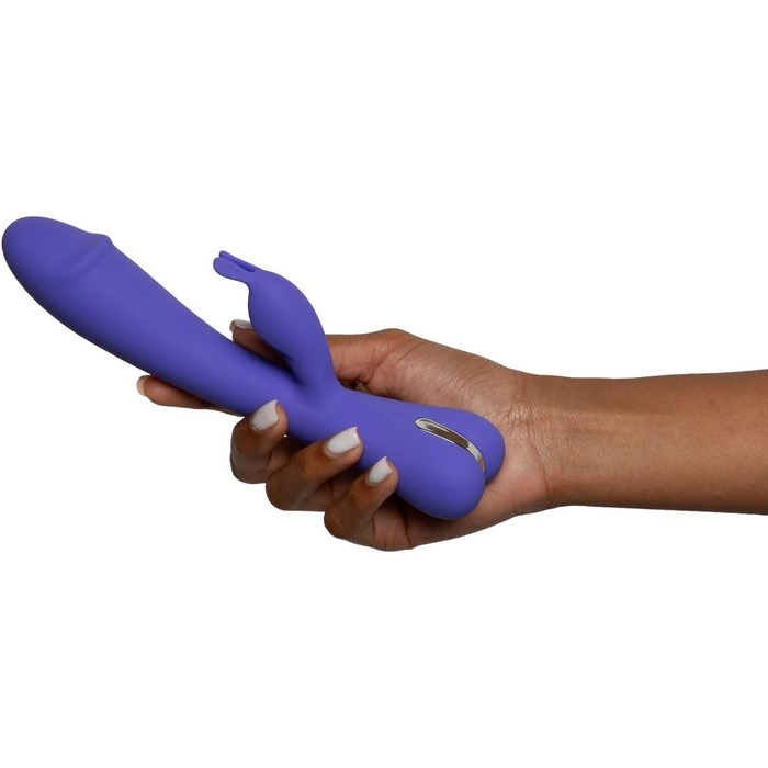 Вібратор для жінок Rabbit Trix з ергономічним дизайном, перезаряжається, водонепроникний (фіолетовий)