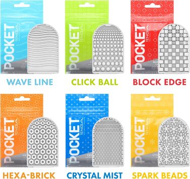 Набір мастурбаційних іграшок Pocket Tenga Series (Wave Line, Click Ball, Block Edge, Hexa-Brick, Crystal Mist, Spark Beads)