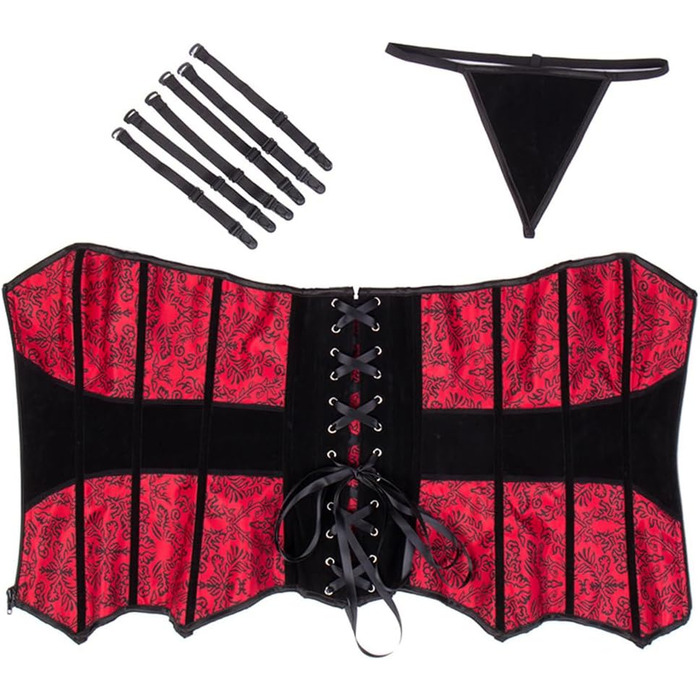 Корсет-топ KUOSE для жінок з повним бюстом, чорний/червоний, з бретелями