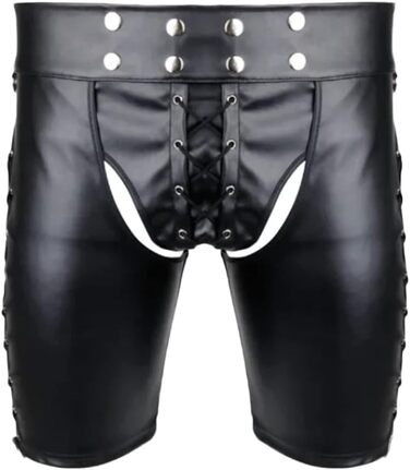 Боксери-шорти з еластичної шкіри (PU) для клубів та еротичних вечірок, чорного кольору, розмір XL