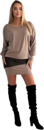 Сукня святкова Daen з блискітками, туніка-светр (S, L, XL, XXL), колір капучино