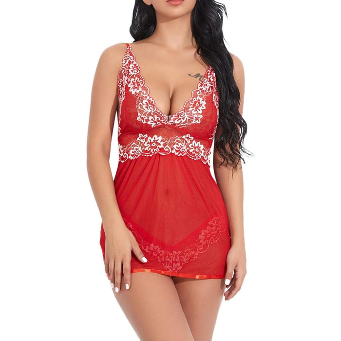 Сексуальна спідниця-сорочка з глибоким V та відкритим верхом, червона, розмір L