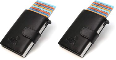 Шкіряний картхолдер Fa.Volmer POP-UP з RFID захистом для чоловіків та жінок, на 11 карт, чорний (набір 2 шт), VO24
