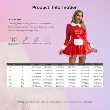 Демімейдова сукня Alvivi з ефектом вологого блиску, шкіряне міні-плаття, готичний стиль, костюм покоївки, карнавальний костюм, Хелловін, вечірка (XL, D Рожевий A)