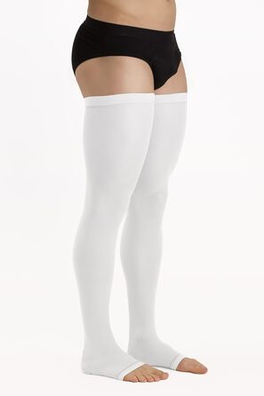 Компресійні панчохи проти тромбів Relaxsan M1370A для жінок та чоловіків, 25-32 mmHg, відкриті, без шкарпеток, Клас 2, K2 XL, білі [2 пари]