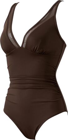 Зелений купальник жіночий DOULAFASS V-подібний виріз, мереживо, корегуючий, без спинки, пляжний, XL, темно-коричневий