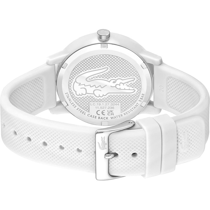 Аналоговий кварцовий годинник Lacoste 12.12 унісекс з білим силіконовим ремінцем Petit Piqué