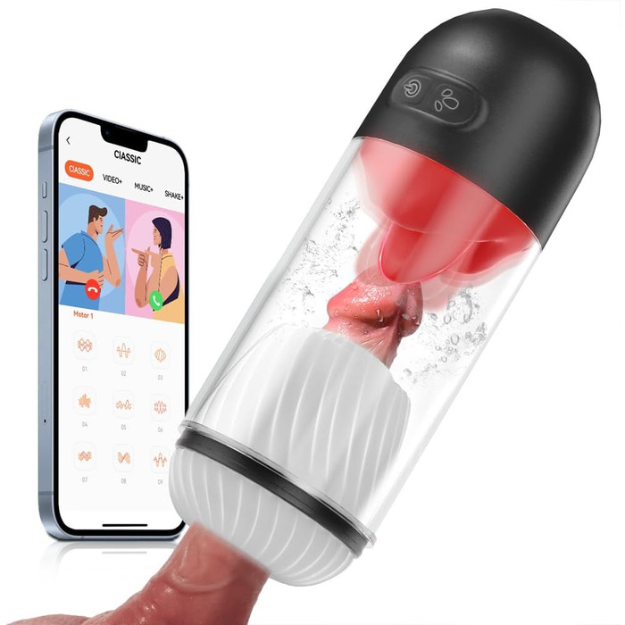 Вібратор для чоловіків Jpscor - стимулятор головки з 9 вібраціями та 360° функцією лизання, пеніс-насос, тренажер для чоловіків