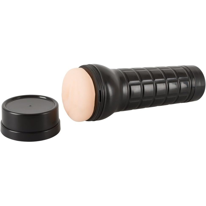 Масажер для чоловіків Nature Skin Pussy - еластичний, з текстурою, у чорному чохлі, відтінок тілесного кольору