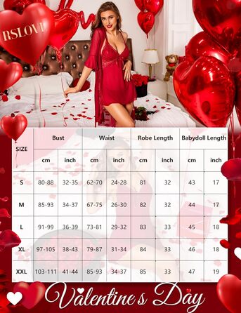 Халат жіночий мереживний RSLOVE з бантиком, сексуальний бандаж, нічна сукня, піжама, червоний, розмір S