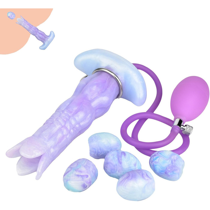 Анальний плагін з кульками Axcroo з силікону - 5 кульок, надувний, анальний ділдо, іграшка для дорослих, для жінок та чоловіків