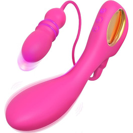 Вібратор для жінок 2-в-1 з G-точкою та анальним вібратором, 10 режимів вібрації та 10 телескопічних режимів, функція удару. Інтимні іграшки для жінок та пар