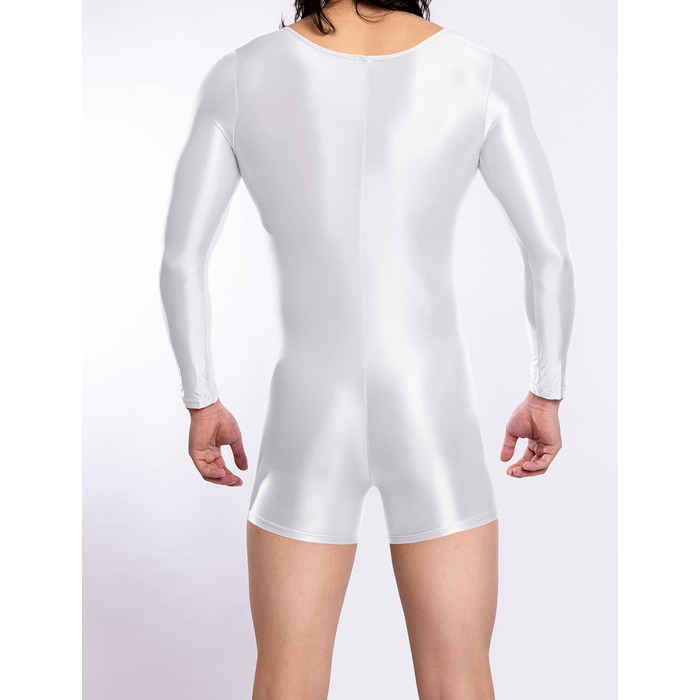 Спортивний комбінезон для чоловіків AIEOE з еластичним блиском, прозорий, облягаючий, для танців та спорту, тіло, розмір XL, білий