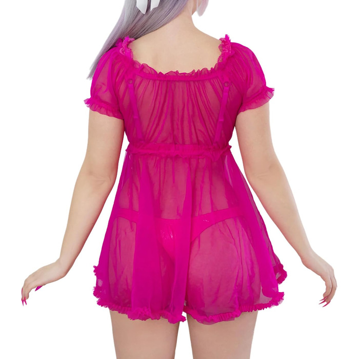 Прозора мереживна сукня-боді LittleForBig для дорослих та дітей, рожева, розмір XXL