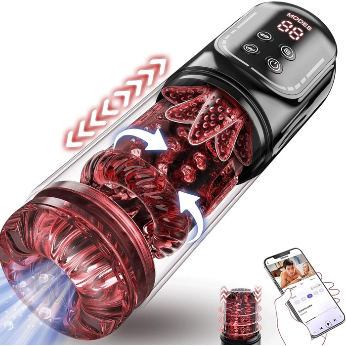 Мастурбатор для чоловіків з функцією вигину, ротаційним насосом та керуванням через додаток - сексуальна іграшка для чоловіків