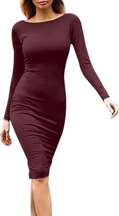 Сукня YMING для жінок: сексуальна, з відкритим спиною, на блискавці, облягаюча, без рукавів, міді (XXL, Бордовий)