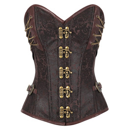 Корсет для жінок KUOSE Steampunk з екошкіри, повний бюст, розміри S-6XL, коричневий