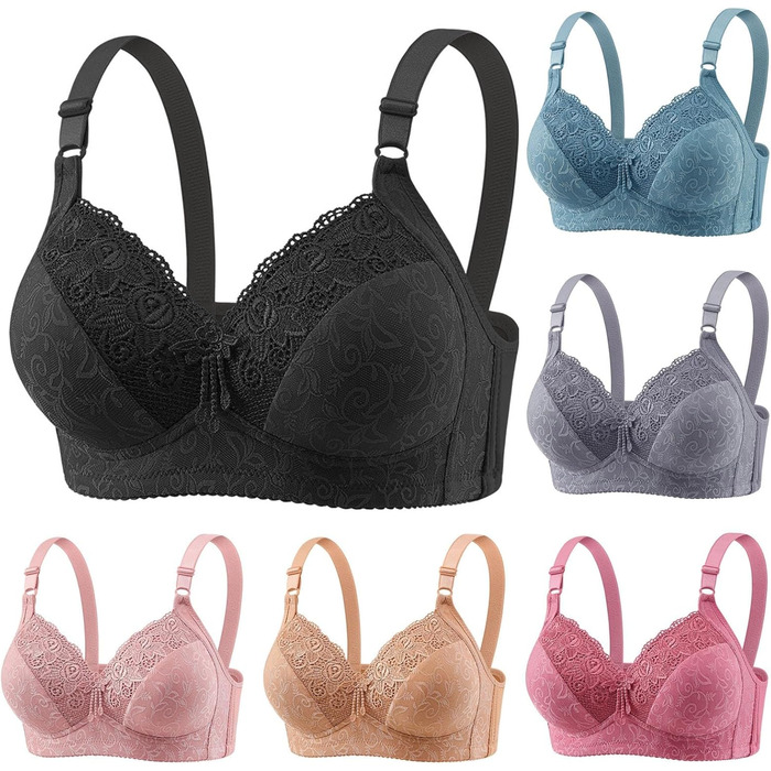 3-Piece Set жіноча бюстгальтер без кісточок Push Up, великі груди, класичний комплект, м'який та зручний, для щоденного використання (хакі, 95C)