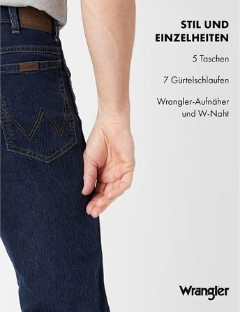 Чоловічі джинси Wrangler Regular Fit Durables Stonewash, темно-сині (Darkstone Blue), 33W / 32L