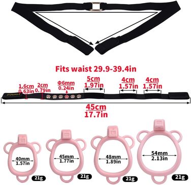 Кафес для пениса Jomyu з 4 кільцями для пениса, ремінь для пениса, SM-кафес, сліпучий одяг, сексуальна іграшка (колір м'яса)