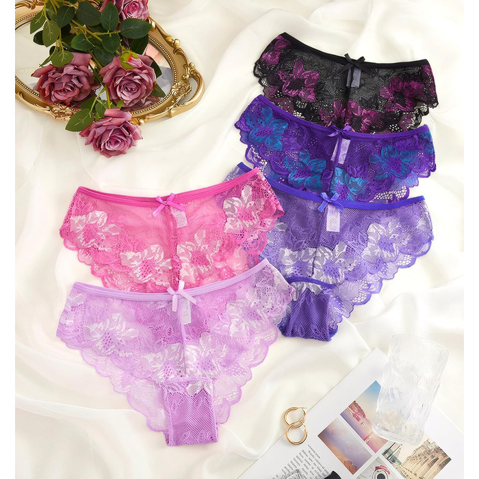 5 пар жіночих трусиків: мереживо, безшовні, сексуальний бразильський комплект, дихаючі, гіпстер, сліп, A-5