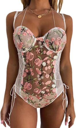 Сексуальний корсет з вирізаним декором, боді (білий, S)