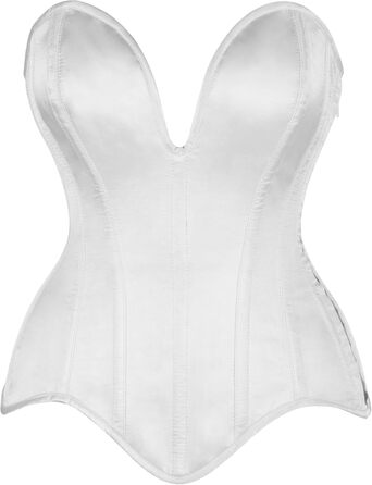 Корсет Daisy Corsets з високоякісної атласної тканини білого кольору, з металевими ребрами підтримки, модель Overbust, XS