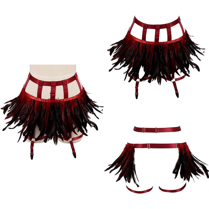 Жіночі мереживні набедрені стрічки, набедрені стрічки, пояс для шкарпеток, ремінь-підтяжки, готичний стиль, для клубів, вечірок, танців, фестивалів (білий, винний)