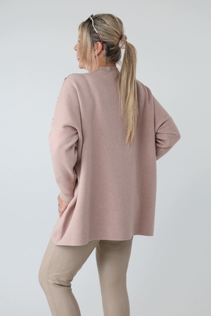 Жіночий світшот FEMIMODA рожевий, oversize, довжиною до середини стегна, розмір 46/48