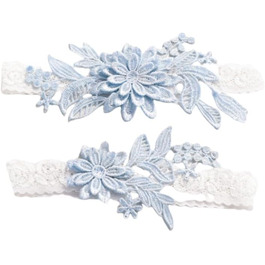 Жінські мереживні стрічки-тримачі для панчіх YUEKOPOU. 1 пара мереживних стрічок для наречених, весільних аксесуарів, костюмів, вечірок. Колір: світло-блакитний