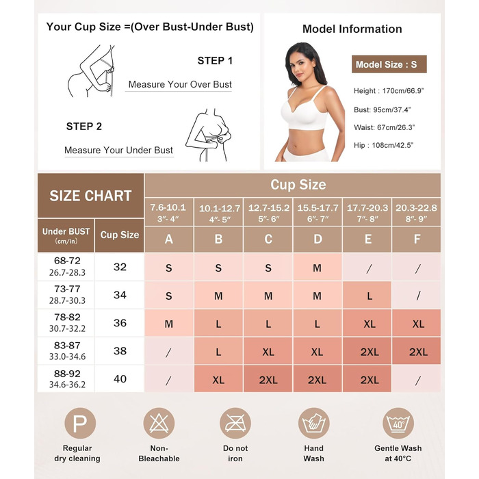 Натлоен ПУХ Up BH: Безкаркашний бюстгальтер для жінок з м'якою підтримкою, подвійний шар чашки, V-подібний виріз, надійний бюстгальтер (Білий, XXL)