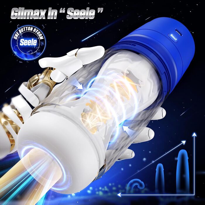 Іграшка для чоловіків Eanatoys Masturbieren – мастурбатор з 3 сосками, 4 вібраторами, 3D реалістична вагіна, функція імітації оргазму, портативна секс-іграшка, блакитна