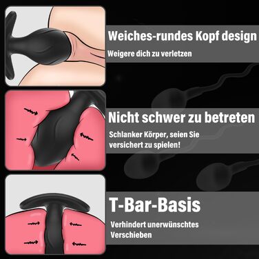 Набір анальних пробок Meeteel з вібрацією (4 шт.) з силікону - 12 режимів, 3 розміри. Анальні пробки для пар, стимуляція простати для чоловіків та жінок