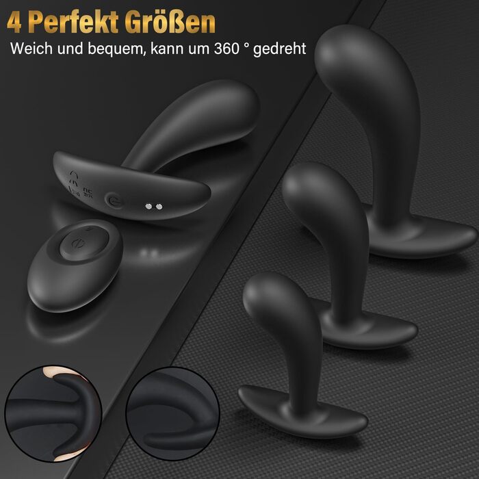 Набір анальних пробок Meeteel (4 шт) з силікону: 12 режимів вібрації, 3 розміри. Стимуляція простати для чоловіків та жінок