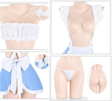 Костюм горничної SINROYEE: сексуальний косплей з мереживом, костюм аніме, комплект нижньої білизни, блакитний та білий, універсальний розмір