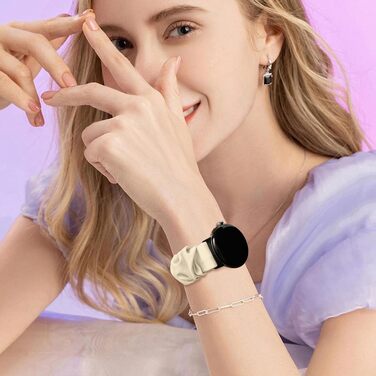 Еластичний тканинний ремінець для Google Pixel Watch 3 41mm, Pixel Watch 2, Pixel Watch — набір 2 шт. (Сяйво зірок / Небесно-блакитний), 5.55-6.5 дюймів