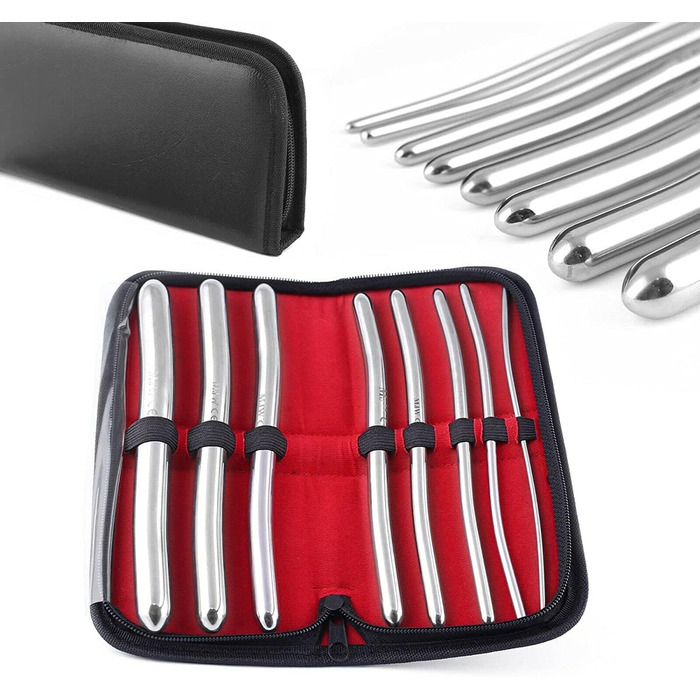 Набір дилататорів уретри: 8 дилататорів Hegar з подвійними кінцями (3-18 мм) + чохол для зберігання