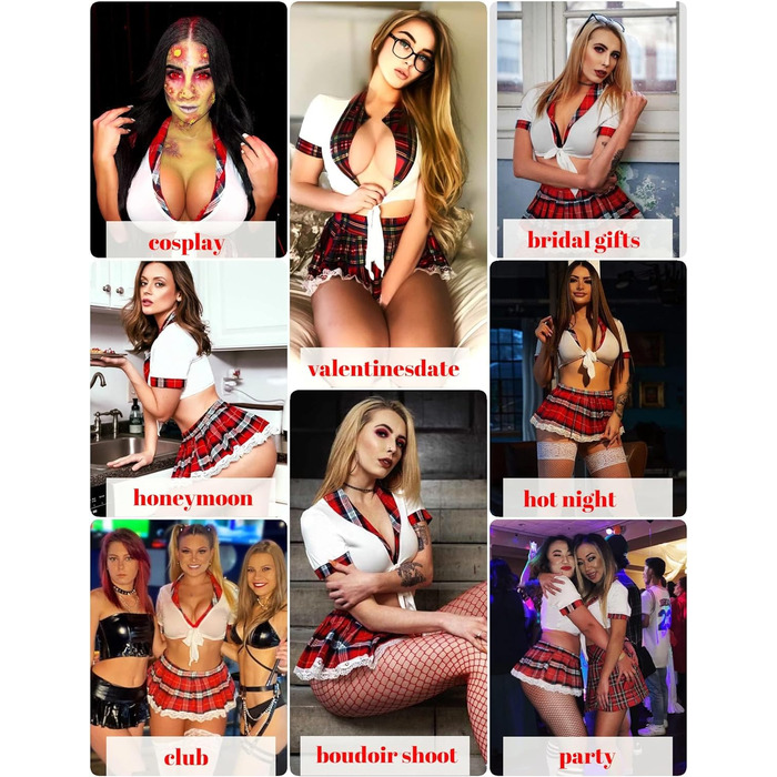 Комплект спідньої білизни Avidlove для рольових ігор: міні-спідниця з фалдами, сексуальний студентський костюм, білий