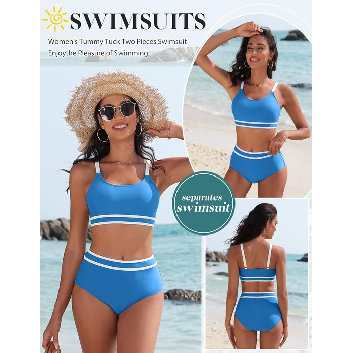 Бікіні Tuopuda з високою талією, спортивний двочастинний купальник з пуш-ап, блакитний, XL