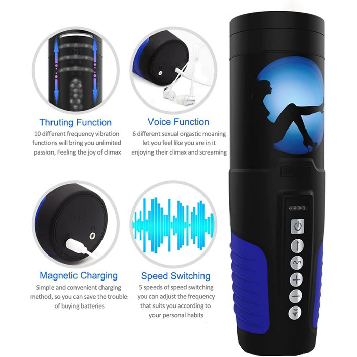 Електричний мастурбатор для чоловіків з телескопічною функцією та 4 швидкостями, 3D силіконова вагіна