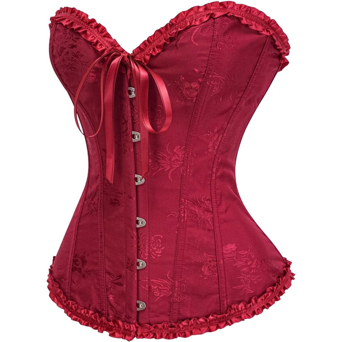 Корсет для повних грудей, спідня білизна, корсаж, весільний, атласний, червоний (M)