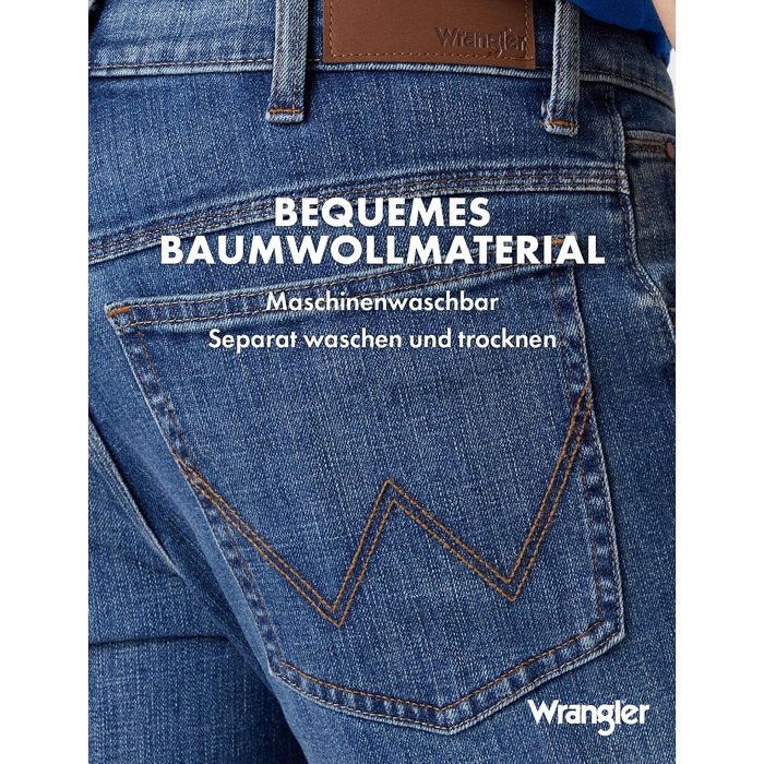 Чоловічі джинси Wrangler Straight Regular Fit середньої посадки, синьо-чорні (Mid Stone), W32 L36