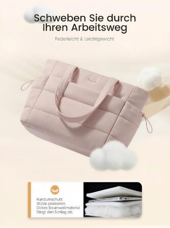 Жіноча сумка-шопер LOVEVOOK велика тканинна сумка Puffer для ноутбука 15.6 дюймів, робоча сумка для вчителів, офісу та навчання з маленькою сумкою в комплекті (Колір: Y-nackt, 2 шт)