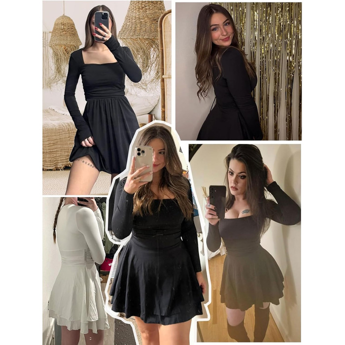 Сукня Daen Kleider з квадратним вирізом: елегантна вечірня, коктейльна, облягаюча, на будь-яку фігуру (чорна, S)